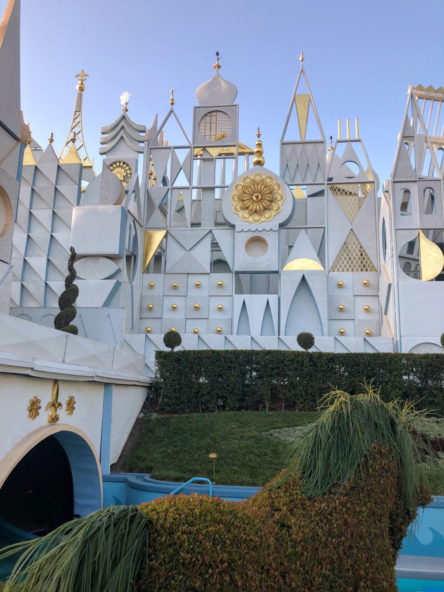 photo of facade of it's a small world in Disneyland