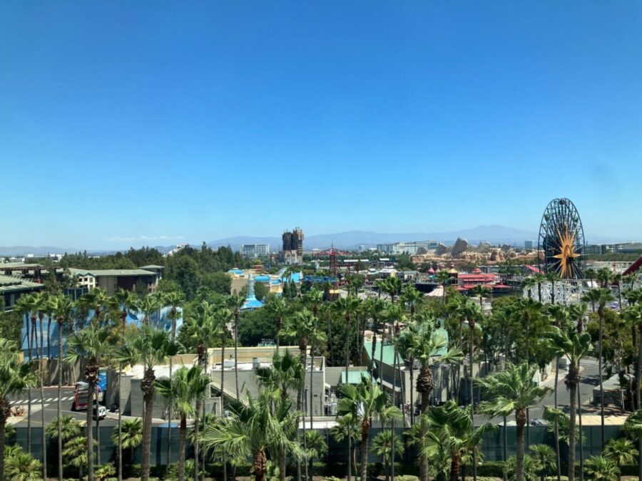 View of Disney California Adventure Park from a guest room at Pixar Place Hotel