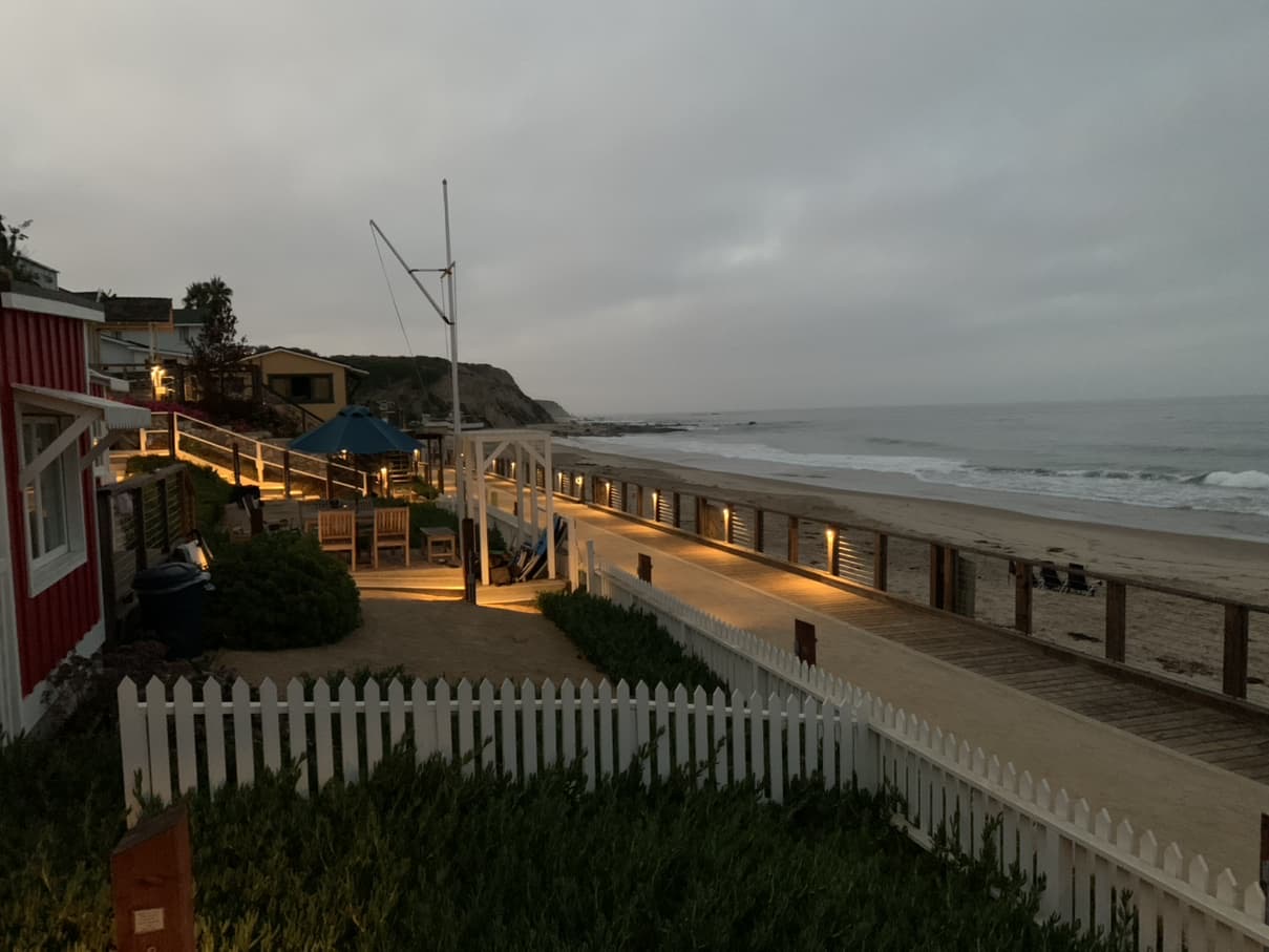 View of Crystal Cove Historic District from porch of beach cottage