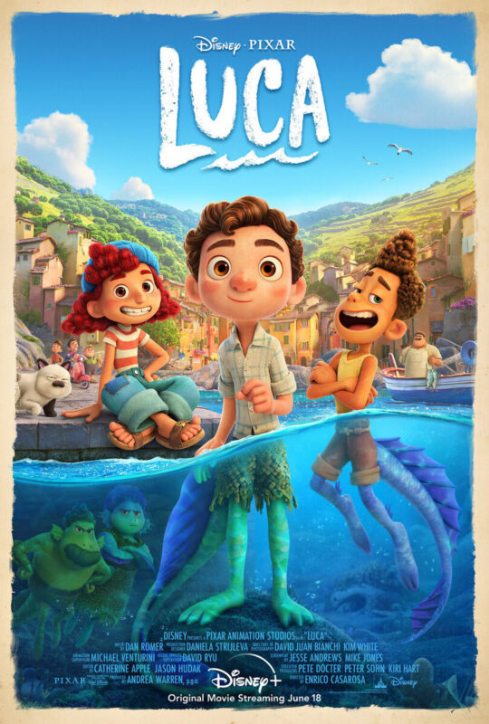 Movie poster from Disney and Pixar’s Luca, courtesy of Walt Disney pictures.